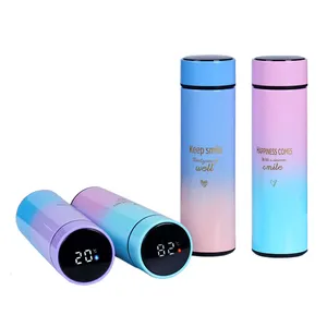 Doppelwandiger Vakuum becher aus Edelstahl Intelligente Farbverlauf farbe Wasser flasche LED Digitale Temperatur anzeige Smart Thermos