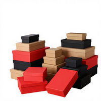 Lot de boîtes cadeaux de luxe auto-érectables avec couvercle orange et sac en papier kraft, prêtes à l'expédition, avec finition mate et gaufrage