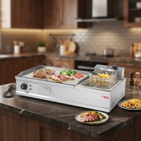 DanFuQi Plaque de cuisson électrique et friteuse professionnelle en acier inoxydable de qualité supérieure 3kw+2.5kw, équipement commercial silencieux