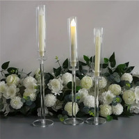 Centres de table en acrylique, porte-bougie transparent, lot de 3, supports pour bougies pour mariage, banquet, décoration de restaurant