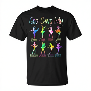 Camiseta con estampado Tie Dye de bailarina de ballet con versículo bíblico de Dios, color negro, unisex, talla para adultos - Product Image 2