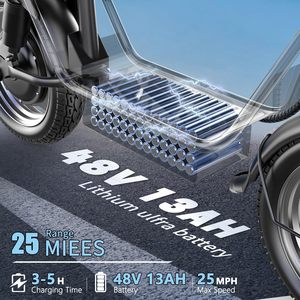 Patinete Eléctrico de 850W de Potencia Máxima para Adultos, Velocidad Máxima de 40 km/<span class=keywords><strong>h</strong></span>, Alcance de 40 km, Batería de 48V 13AH, Patinete Eléctrico Plegable de 14 Pulgadas con Asiento - Product Image 3