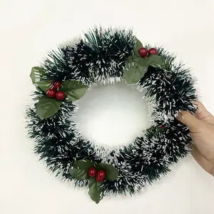 Factory Price Christmas Wreath Decoration Round Garland Flowers Green Maple Tinsel Garland For Party