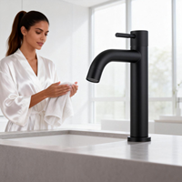 Robinet de lavabo en acier inoxydable plaqué or, anti-rayures, économiseur d'eau, avec aérateur, pour eau chaude et froide, pour salle de bain