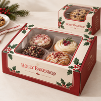 Boîtes d'emballage en carton kraft personnalisées avec logo, impression de qualité alimentaire, pour biscuits, gâteaux, pain, pâtisseries, beignets, macarons, cookies