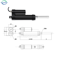 Actionneur linéaire étanche IP67 de haute qualité 12V 24V à balais, charge maximale 1200N, moteur électrique CC à aimant permanent 4000 tr/min, CE RoHS