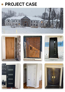 Puerta de Entrada Exterior Moderna de Madera Dura Norteamericana, Diseño Liso de Madera Sólida, Resistente al Viento y al Sonido, Color Oscuro - Product Image 6