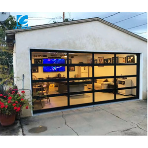 <span class=keywords><strong>Porte</strong></span> <span class=keywords><strong>de</strong></span> <span class=keywords><strong>garage</strong></span> sectionnelle pliante automatique en verre givré, portail piétonnier coulissant en hauteur 9x8 en alliage d'aluminium, antivol, design moderne, nouveauté - Product Image 3