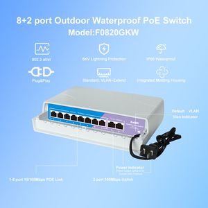 <span class=keywords><strong>Switch</strong></span> <span class=keywords><strong>PoE</strong></span> <span class=keywords><strong>Gigabit</strong></span> da Esterno KuWFi 8+2 Porte 1000Mbps, Livello IP66, Porta AI Watchdog, 8 Porte 100Mbps, 2 Porte Uplink 1000Mbps - Product Image 3