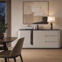 Console contemporaine pour hall d'entrée avec rangement, meuble en MDF laqué, plateau en pierre microcristalline et base en acier gris