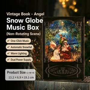 Boîte à <span class=keywords><strong>musique</strong></span> en verre cristal Angel avec lumière LED, eau scintillante rotative, design église, cadeau de Noël, personnalisable OEM - Product Image 3