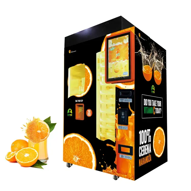 Tươi tự động nước cam Máy bán hàng tự động với mã QR thanh toán