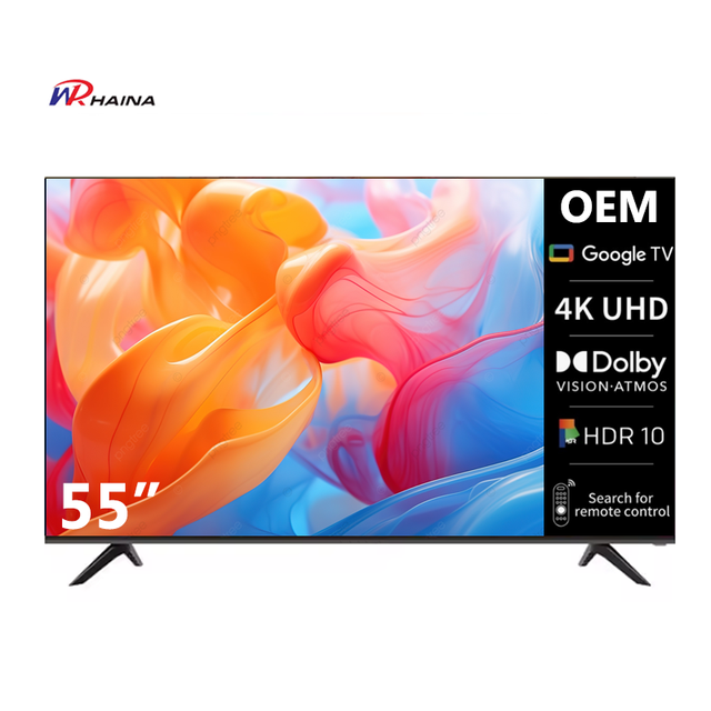 HAINA Factory Direct Sales 55" 4k Ultra HD Android Tvs 55 Inch Smart LED TV Bluetooth with Soundbar