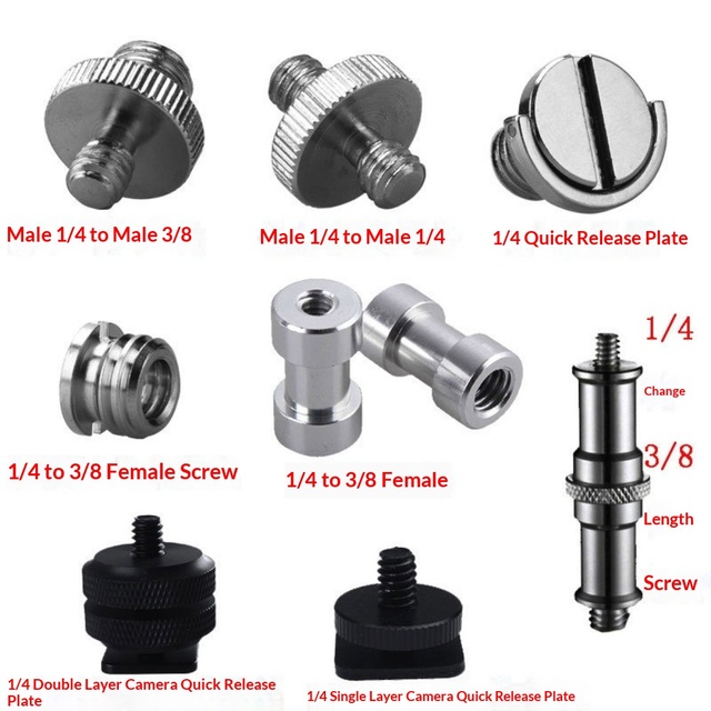 1/4 3/8 5/8 Aluminum Alloy Durable Portable Male Male Female Thread Screw Mount Adapter for Microphone Camera Mobile Phone Live