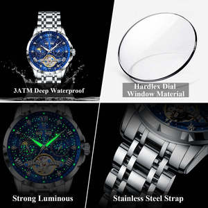 Montre mécanique automatique Poedagar 1420 haut de gamme pour homme, étanche 3 ATM, bracelet en acier inoxydable, date automatique, design tendance. - Product Image 6