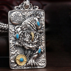 Pendentif <span class=keywords><strong>Pixiu</strong></span> en gros pour hommes, rotatif, rétro, puissant, personnalisé, tendance, collier pendentif pour hommes - Product Image 1