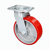 Roue pivotante robuste en PU avec frein latéral double pour chariot à main