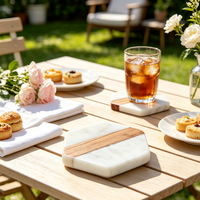 Ensemble de 4 sous-verres en marbre blanc pour boissons et thé, sous-verres faits à la main, articles cadeaux