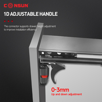 Rel Laci Dapur Tersembunyi Consun, Rel Laci Teleskopik Hidrolik, Rel Laci Soft Close Undermount