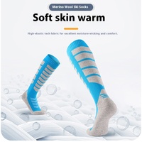 Chaussettes de ski en éponge épaissie pour hommes et femmes, chaudes pour l'hiver en laine mérinos, tricotées avec logo corporel-Chaussettes en gros