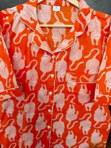 Conjunto de Pijama de Verano Hecho a Mano, Algodón Estampado con Bloques Indios, Elegante, para Mujer y Hombre, Regalo Personalizado para Novia, Ropa de Dormir - Product Image 4