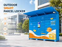 Casillero Inteligente para Paquetes al Aire Libre de 17 Puertas con Pantalla Táctil de 21 Pulgadas, Gabinete de Recogida de Paquetes de Autoservicio para Apartamentos y Comunidades