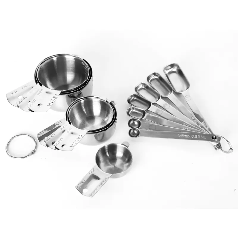 Amazon Top Seller 14pcs 304 stainless steel measuring cups and spoons set