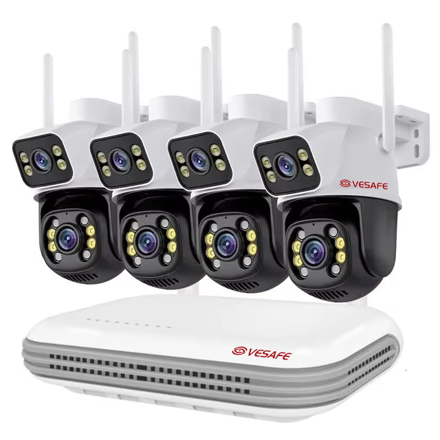 Vesafe Outdoor 4 8CH Wireless WIFI CCTV Camera System Dual Lens 5MP HD Waterproof Home Security NVR Kit Camera