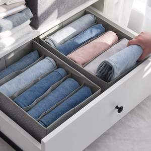 Lot de 2 boîtes de rangement pliables en coton et lin grande capacité pour vêtements, jouets, accessoires pour animaux, tiroirs et jeans - Product Image 2