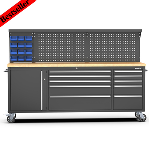 Kinbox Premium Durable Workshop Garage ToolBox Trolley Cabinet Filled with Kraft Germany Hand Tool Set Mechanic for Professional