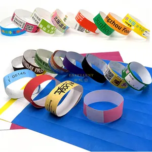 Aangepaste Waterdichte Scheurbestendige Papieren Armband Logo Sticker Party Event Tyvek Armbanden Polsband