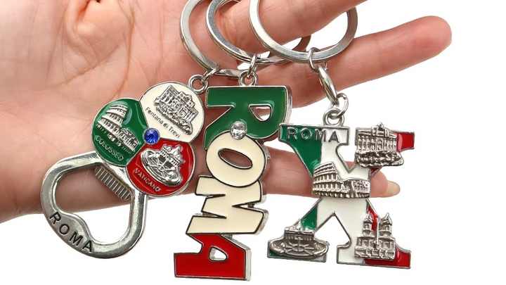 Porte-clés Vintage Rome Années 80 – Aspect Rétro Usé (voir Photos)