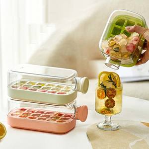 Molde para cubitos de hielo 2 en 1 para refrigerador doméstico al por mayor, bandeja de hielo de grado alimenticio con pajita para hacer hielo de doble propósito - Product Image 1