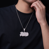 Collier avec pendentif lettre initiale personnalisable en argent sterling 925 entièrement serti de moissanite, style hip-hop pour hommes et femmes