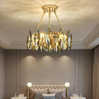 Lustre moderne en cristal ovale avec plumes, plafonnier créatif et simple, anneau de cristal pour table de salle à manger