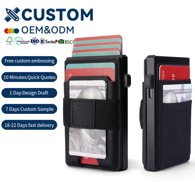 Vintage Smart RFID Magnetic Aluminum Card Holder Wallet for Men Slim Mag Safe Phone Card Case with Detachable Function