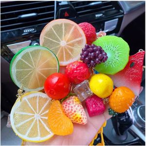 Fruit Strawberry Litchi Pineapple Pear <b>Key</b> <b>Chain</b> Simulated Grape Yangmei <b>Car</b> Hanging Bag Hanging Decoration - Product Image 5