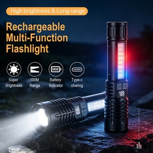 Torcia LED Ricaricabile ad Alta Luminosità con Luce Laterale COB, Display Digitale della Potenza, Zoom Regolabile, Torcia Tattica per Emergenze - Product Image 2