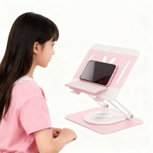 360 °   Support d'ordinateur portable rotatif en forme de patte de chat, support de <span class=keywords><strong>tablette</strong></span> pliable réglable en acier au carbone, rehausseur de bureau réglable en hauteur, rose - Product Image 6