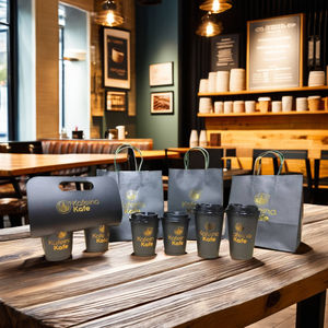 Al pacchetto UAE SA 4Oz 8Oz 12Oz 16Oz caffè monouso biodegradabile tazze a parete singola doppie pareti oro stagnola bicchieri di carta con coperchi - Product Image 2