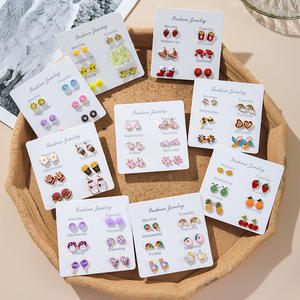 Conjunto de pendientes de tuerca de verano para mujer sofisticados de nicho, orejas perforadas de frutas coloridas de seis piezas, sensación de una semana - Product Image 3