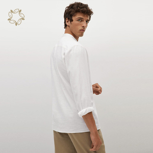 <span class=keywords><strong>Camicie</strong></span> 100% Lino per <span class=keywords><strong>Uomo</strong></span>, <span class=keywords><strong>Camicie</strong></span> Casual Sostenibili con Colletto Abbottonato, Camicia in Lino a Maniche Lunghe, Top Maschile - Product Image 2