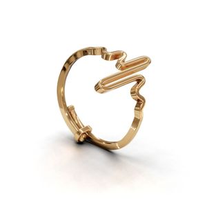 Anillo Ajustable de Plata de Ley con Diseño de Latido de Corazón y Acabado en Oro - Product Image 4