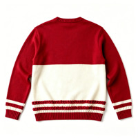 Nouvelle Arrivée Pull en Tricot Rouge Crème KTY avec Patch Brodé KTY Shield Col Rond