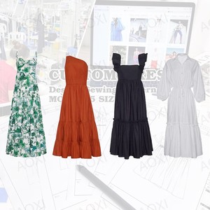 Produttori di abbigliamento da donna abito estivo lungo e Casual elegante con maniche lunghe in Midi elegante abito in cotone con volant a pieghe - Product Image 4