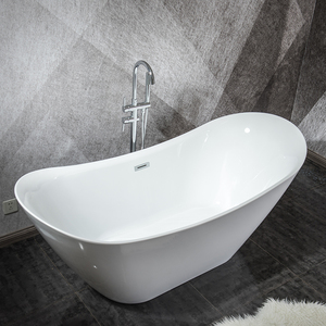 <span class=keywords><strong>Baignoire</strong></span> autoportante ovale blanche pour adultes, <span class=keywords><strong>petite</strong></span> <span class=keywords><strong>baignoire</strong></span> de trempage en acrylique, <span class=keywords><strong>baignoire</strong></span> autoportante pour 1 personne - Product Image 4