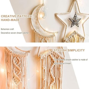 Arazzo Bohemien Fatto a Mano Intrecciato a Mano, Acchiappasogni Luna e Stelle, Decorazione da Parete Stile Nordico, Pendente <span class=keywords><strong>Etnico</strong></span> per la <span class=keywords><strong>Casa</strong></span>, Vendita all'Ingrosso - Product Image 3