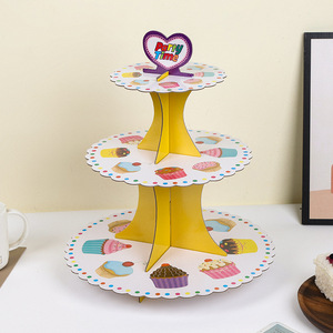 3 Tier <strong>Paper</strong> <strong>Cake</strong> Stand Cardboard Dessert Pastry Cupcake <strong>Display</strong> Stands for Wedding Birthday Party Decorating - Product Image 4