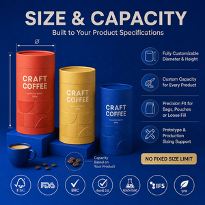 Tubo de Papel de Grado Alimenticio con Impresión Personalizada OEM ODM, Envase Redondo para Café, Té <span class=keywords><strong>en</strong></span> <span class=keywords><strong>Polvo</strong></span>, Aperitivos, Alimentos Secos, Empaque Ecológico - Product Image 3