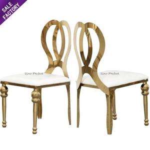 Venta al por mayor de muebles de fiesta para banquetes, silla dorada de acero inoxidable, cojín de PU, cómoda silla de comedor - Product Image 2